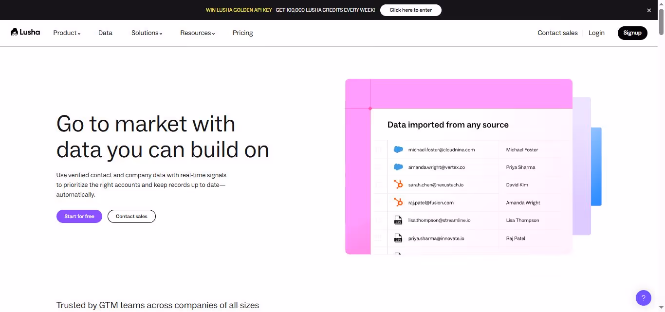 Lusha homepage