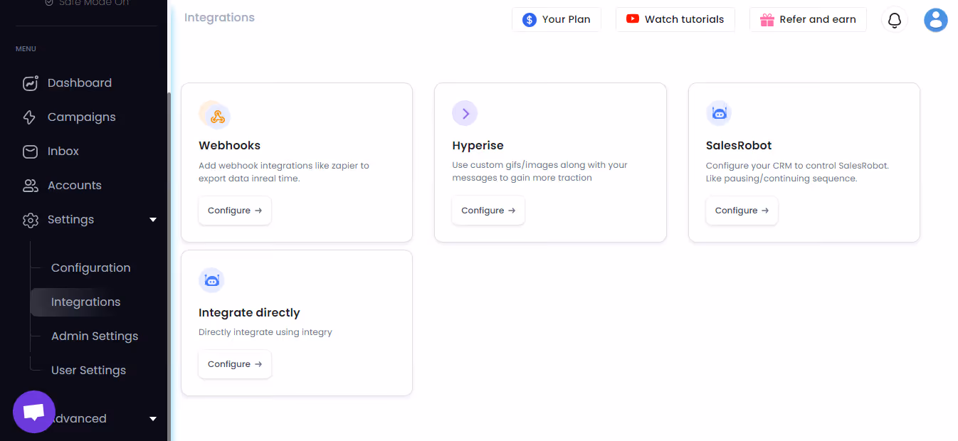 Salesrobot various integration option