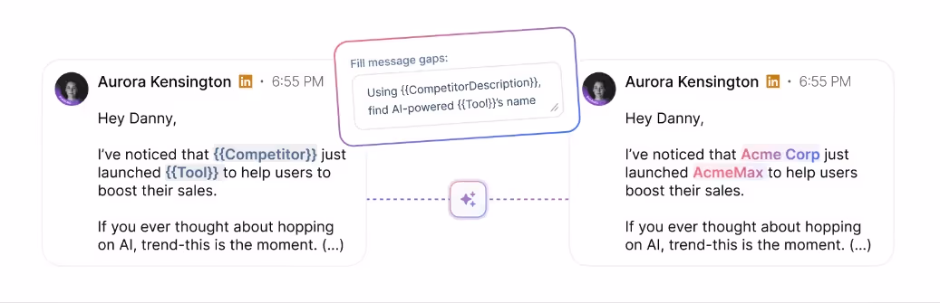 AI-powered tool fills in message gaps to personalize outreach.