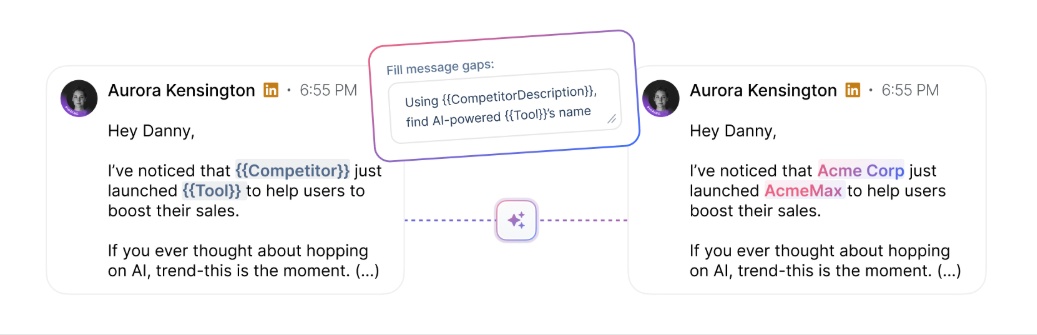 AI-powered tool fills in message gaps to personalize outreach.
