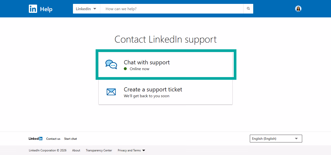 linkedin live chat support