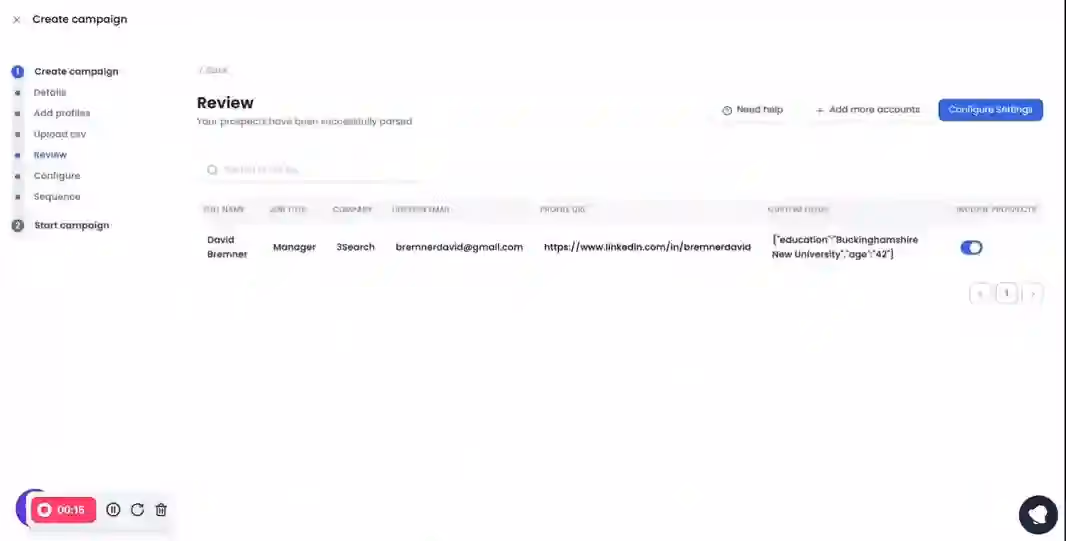 Configure settings