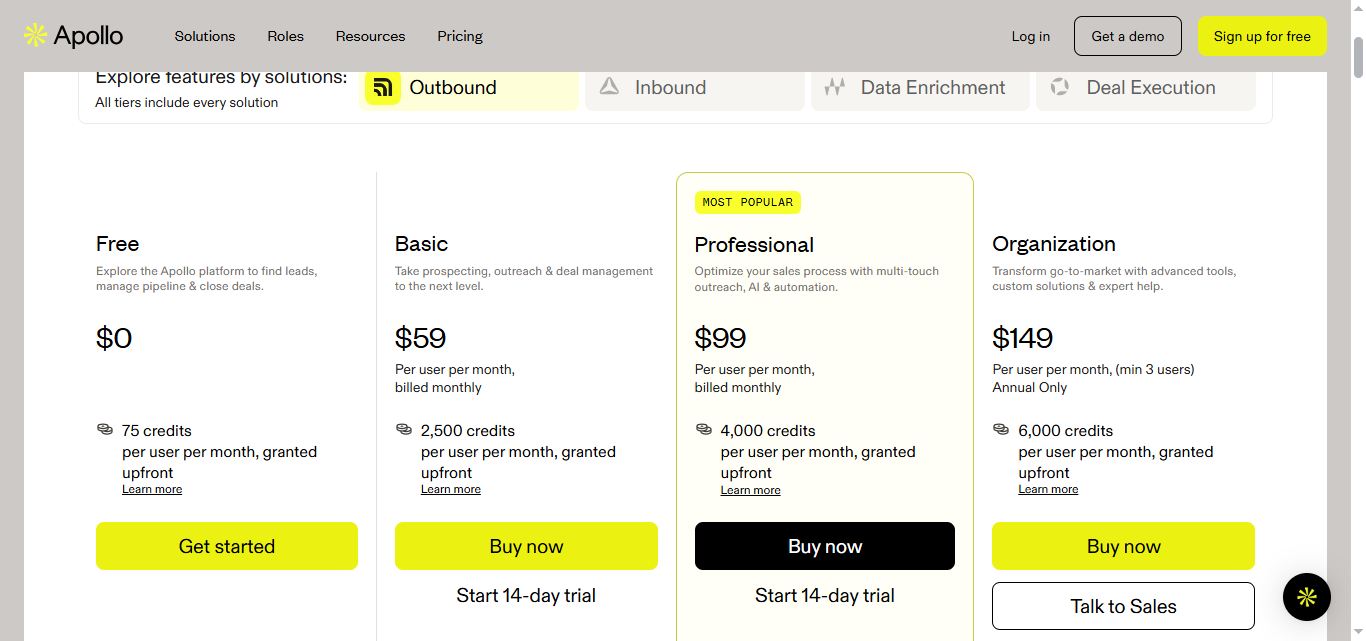 Apollo pricing