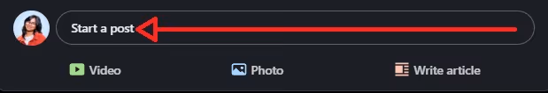 A LinkedIn post creation screen with suggestions