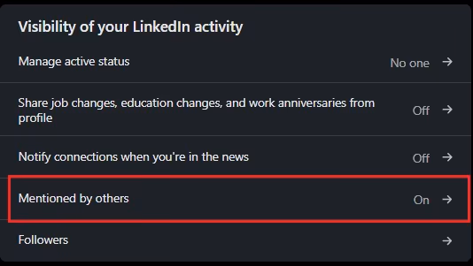 the second step in the process of enabling enabling others to tag you.