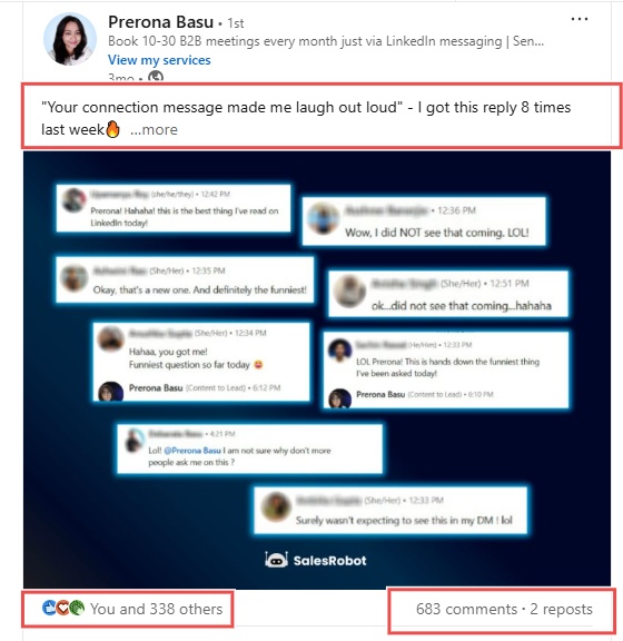 Craft a hyper-personalized message to engage your prospect (see how using emojis drastically improves your chances for a response?)