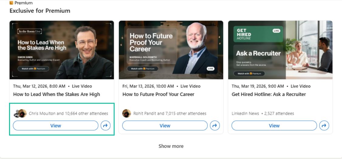 view event on linkedin