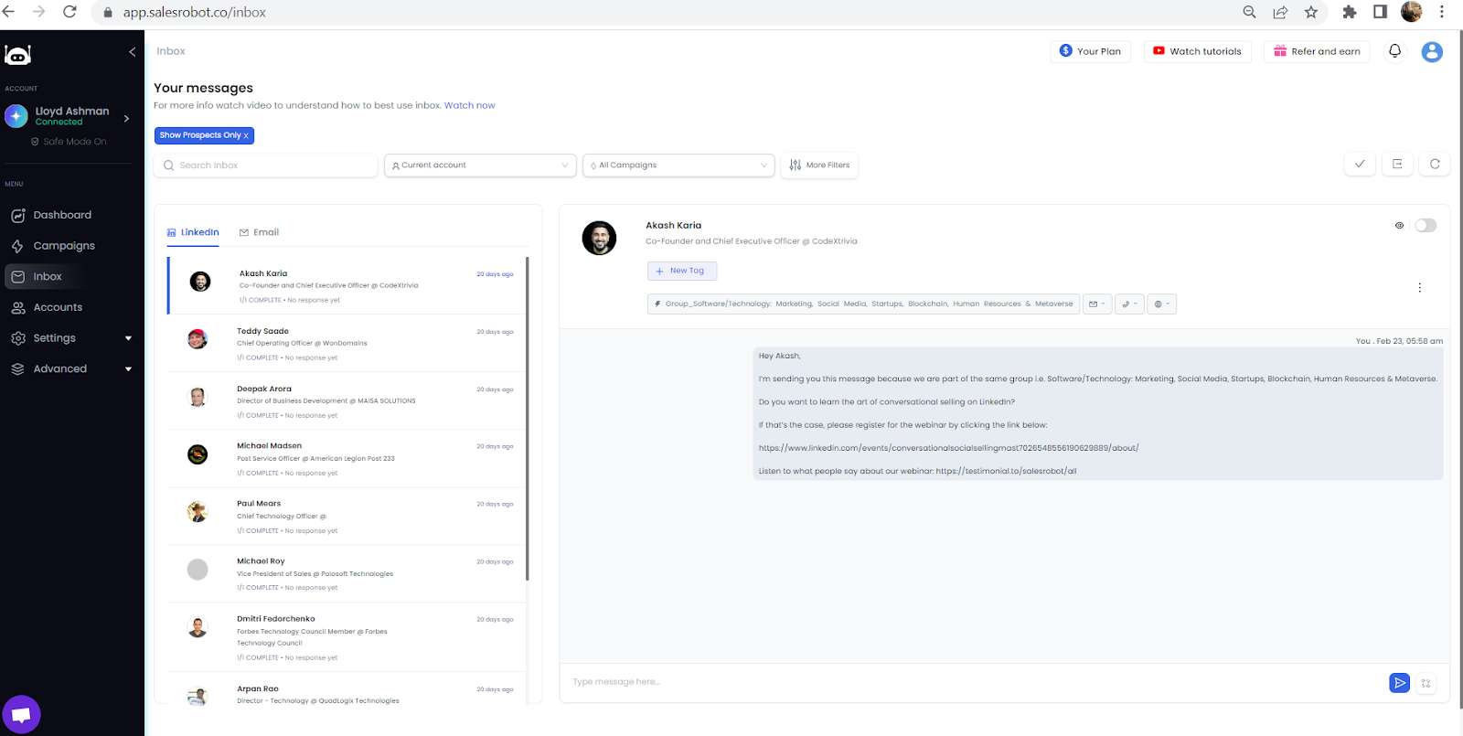 SalesRobtor smart inbox