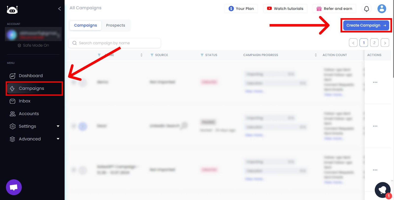 salesrobot campaign creation
