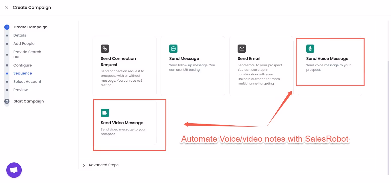 automate voice/video notes with SalesRobot