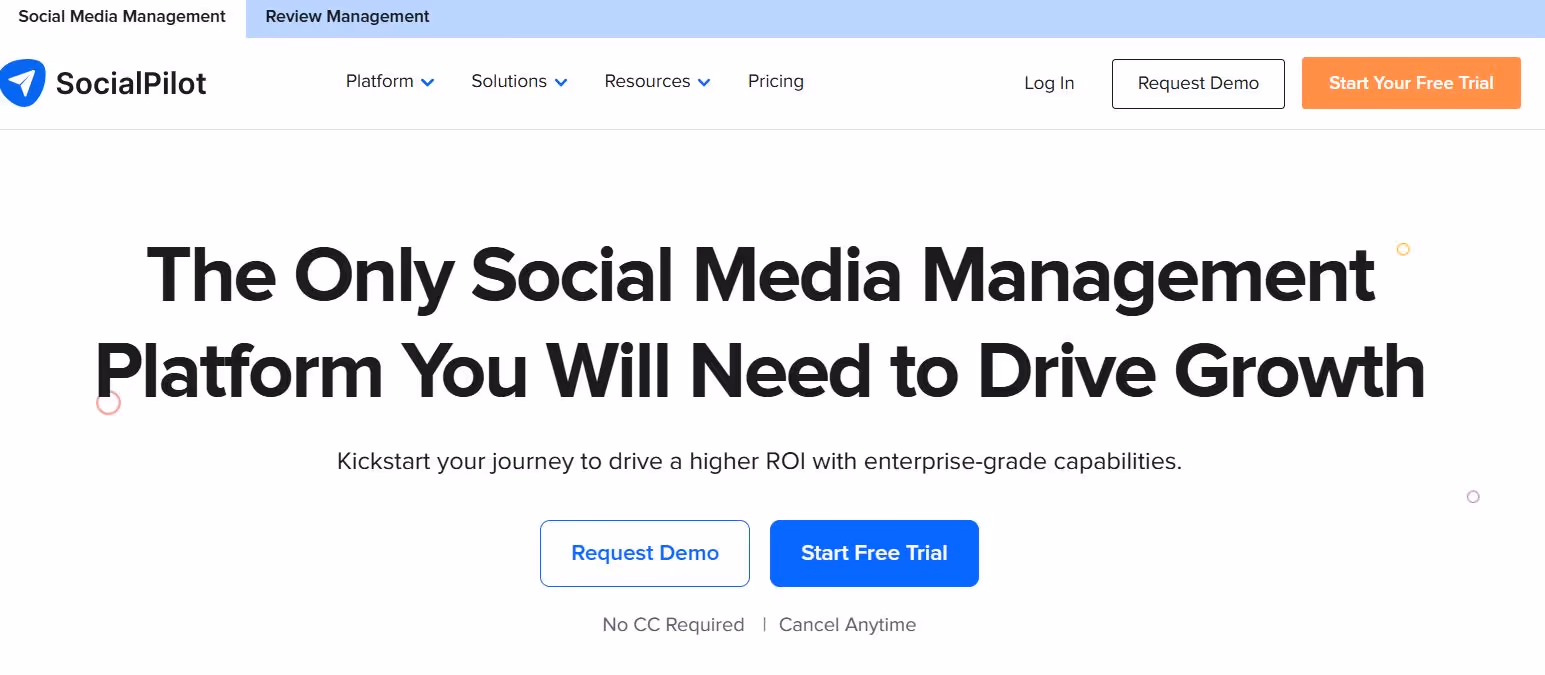 Social pilot homepage