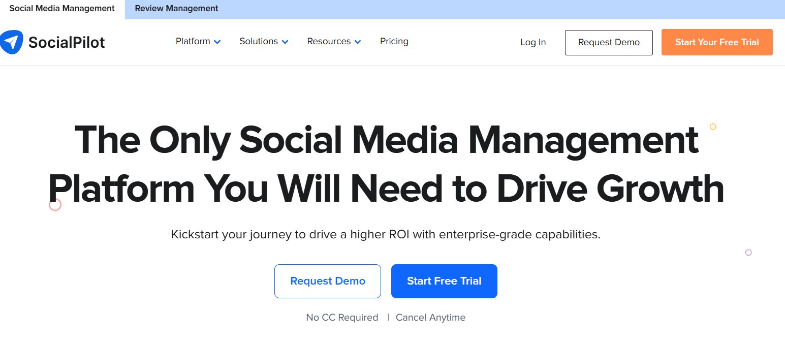 Social pilot homepage
