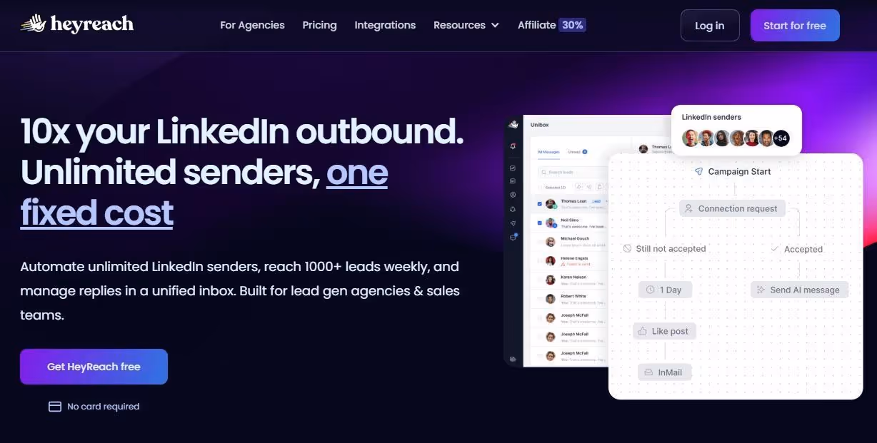 HeyReach homepage
