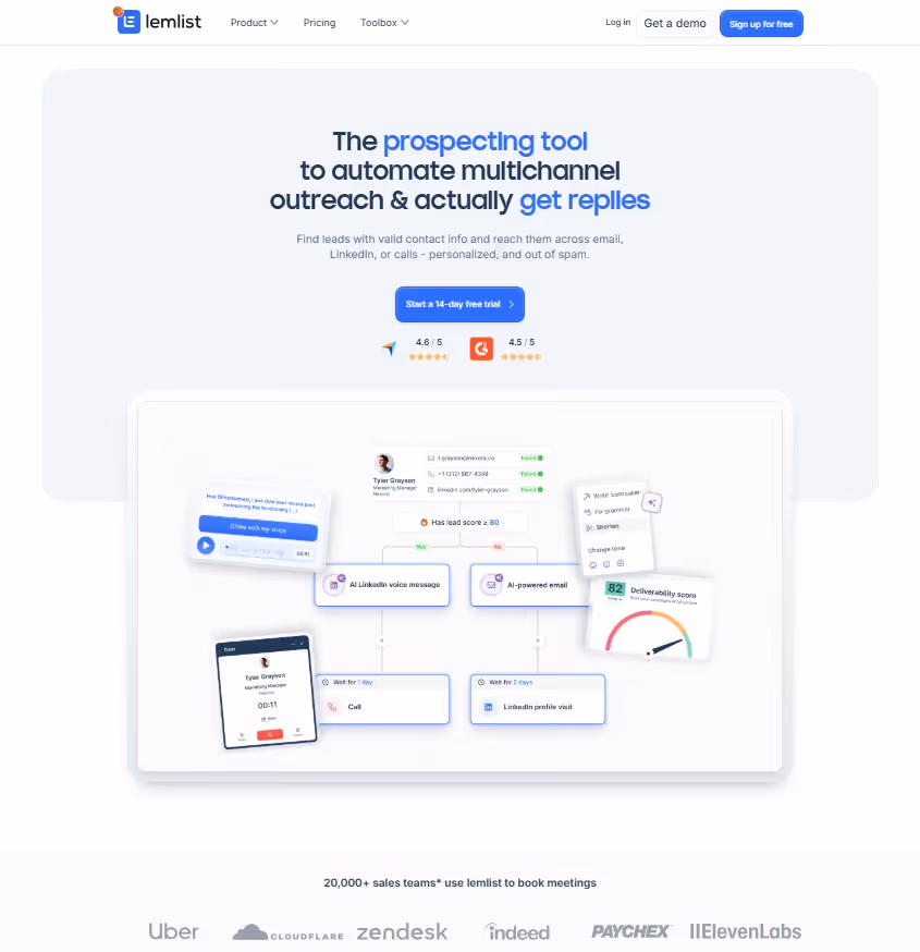 Lemlist homepage