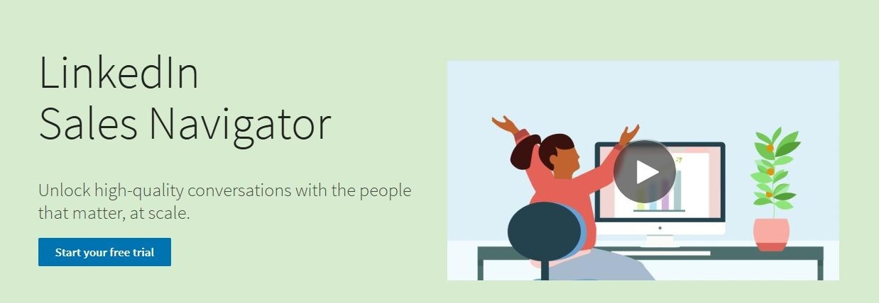 LinkedIn sales navigator homepage