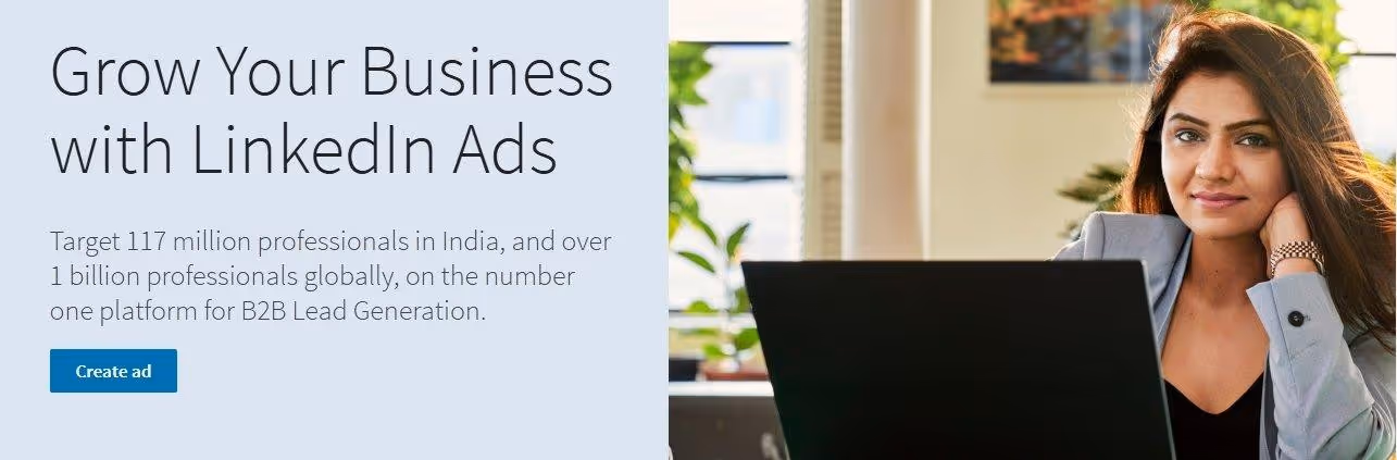 Linkedin ads homepage