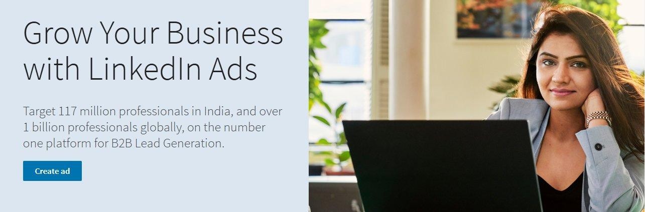 Linkedin ads homepage