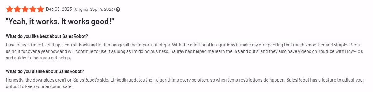 SalesRobot G2 review