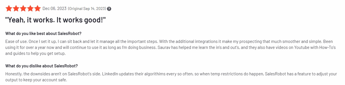 SalesRobot G2 review