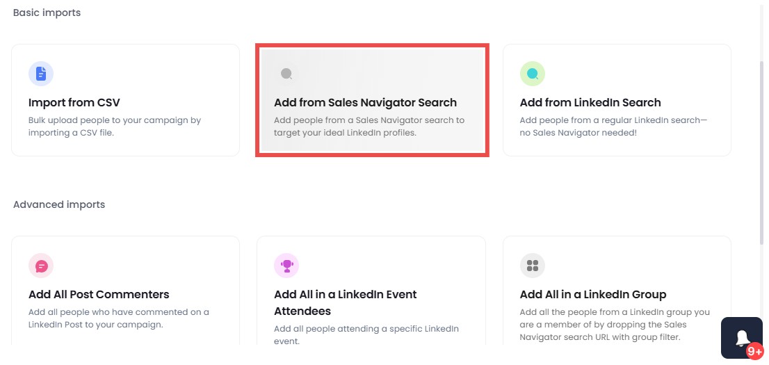 prospect pull options in SalesRobot