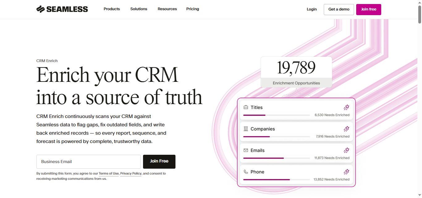 seamless ai crm enrich