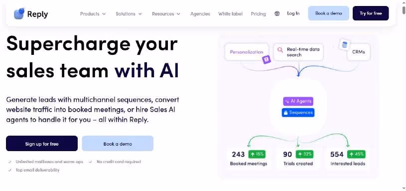 Reply.io homepage