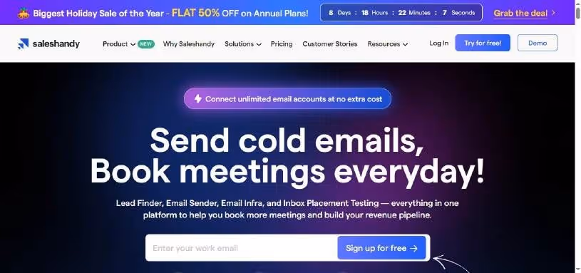 Saleshandy homepage