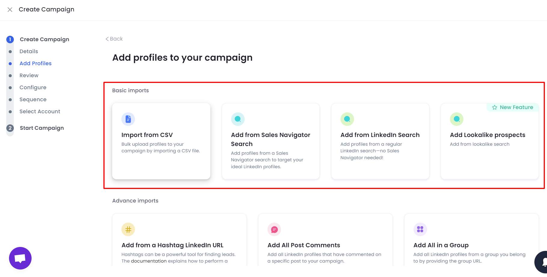 SalesRobot prospect pull options