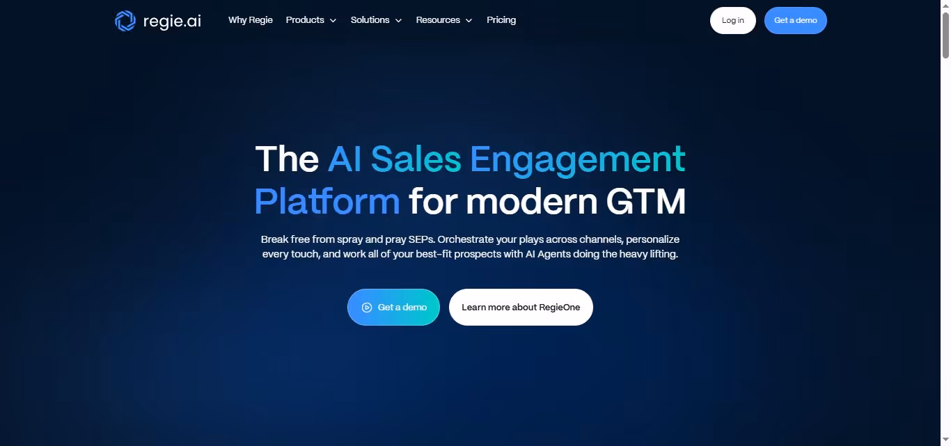 Regie.ai's homepage