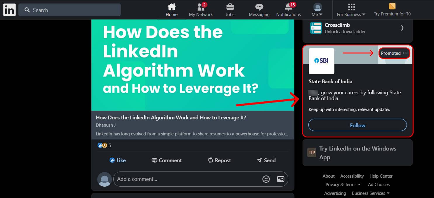 LinkedIn post about the LinkedIn algorithm.