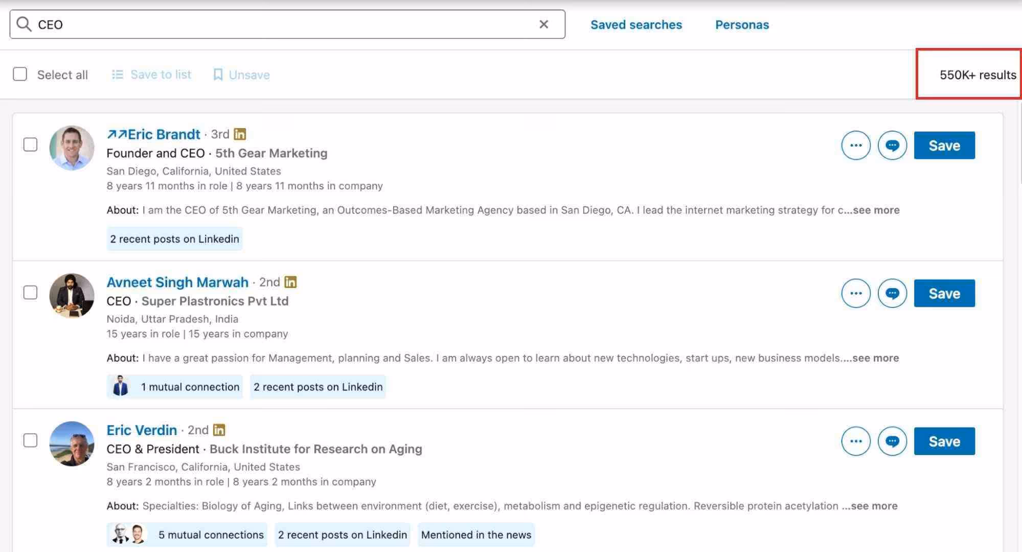 Sales navigator search filters