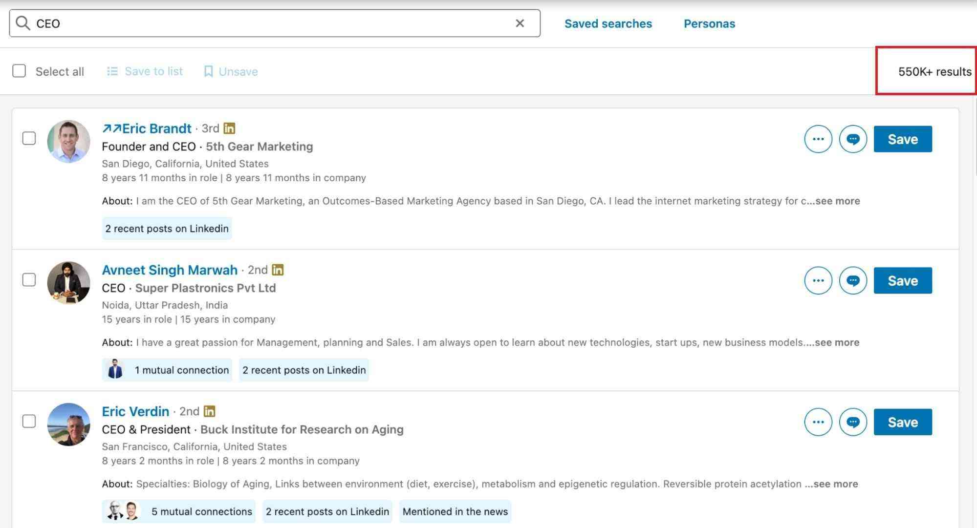 Sales navigator search filters