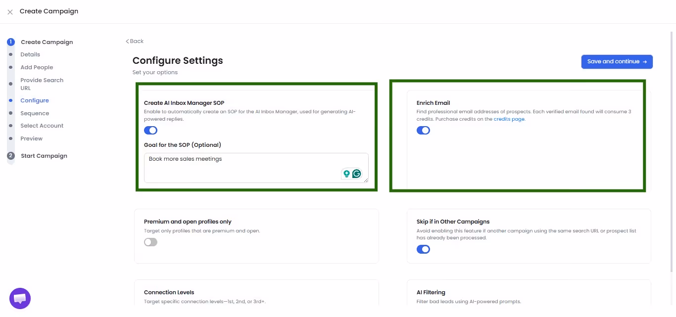 create sop and enrich email