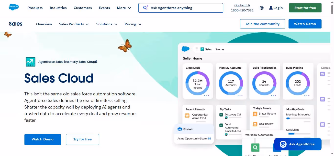 Salesforce Sales Cloud homepage.
