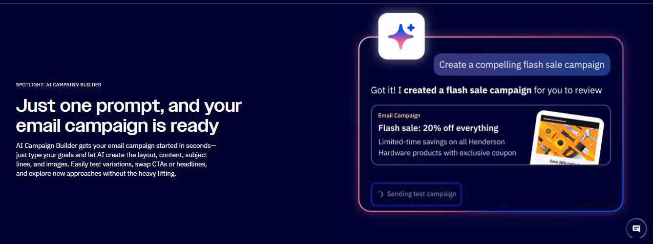 AI email campaign builder generates a flash sale campaign.