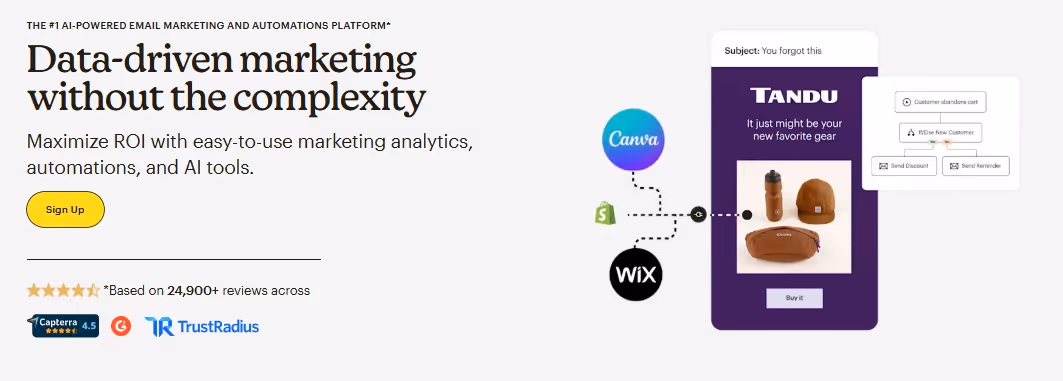 Data-driven marketing without the complexity: AI-powered email marketing and automations platform.