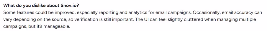 A user review of Snov.io's features.