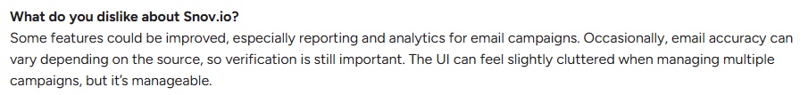 A user review of Snov.io's features.