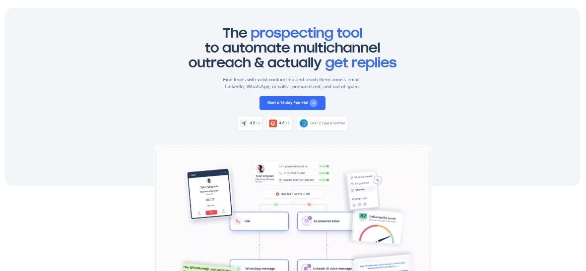 Instantly.co homepage with "Find Clients Instantly" headline.