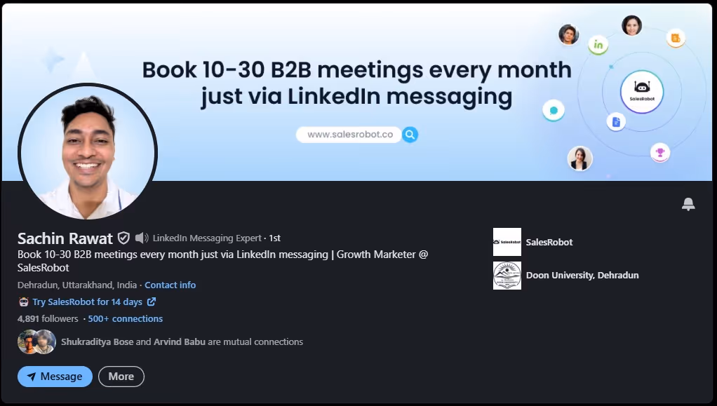 personal profile on linkedin