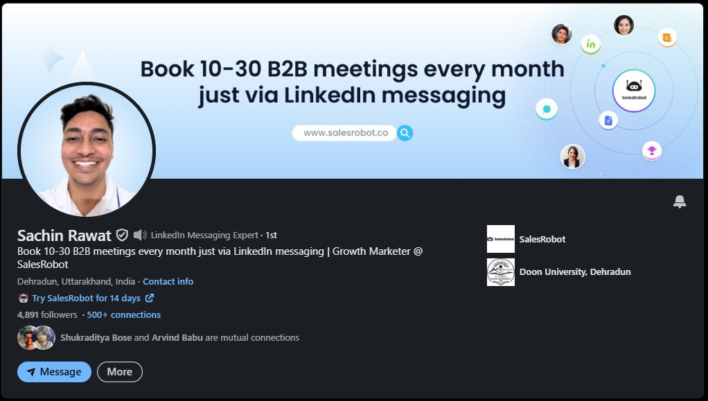 personal profile on linkedin