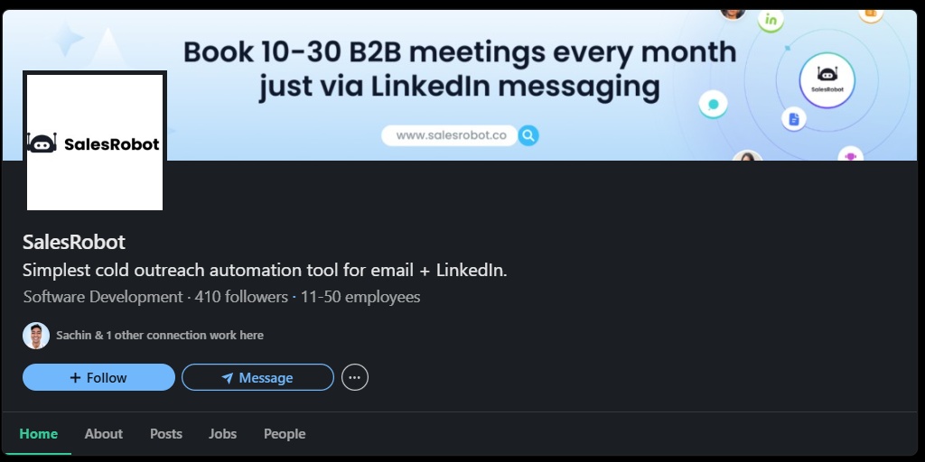 Salesrobot's company page on LinkedIn.