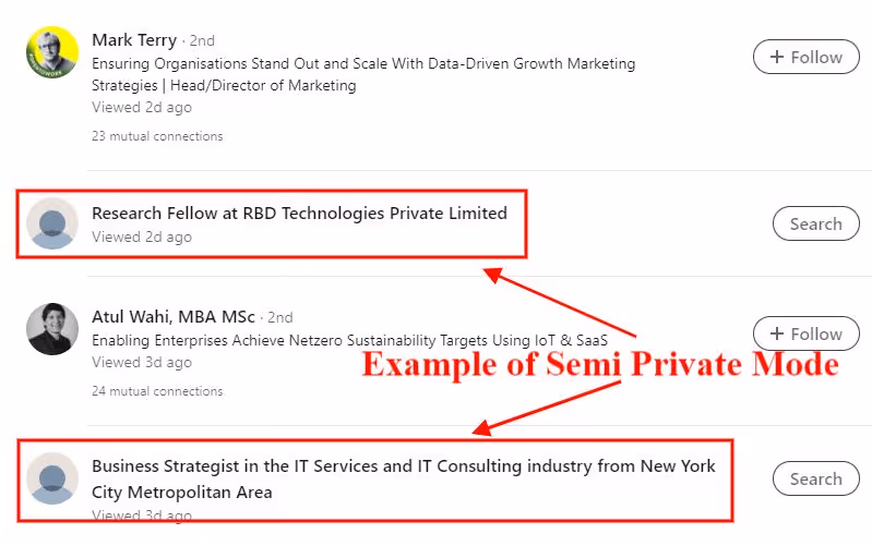 the example of people who search in Semi Private Mode. 