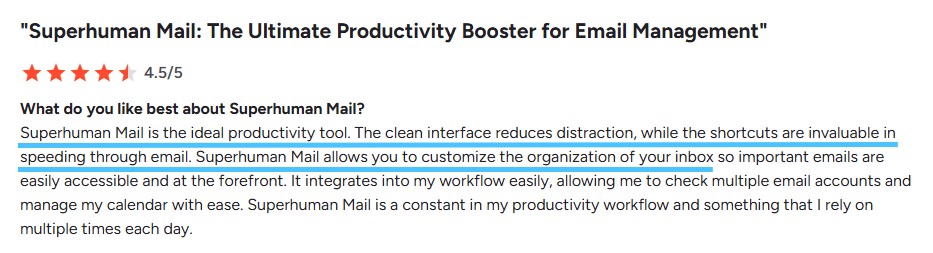 Review of Superhuman Mail, highlighting productivity benefits.