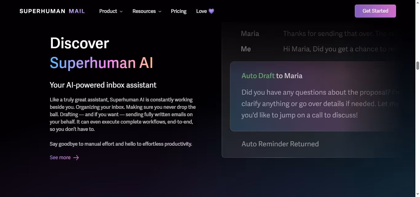 Superhuman AI inbox assistant with AI-powered features.