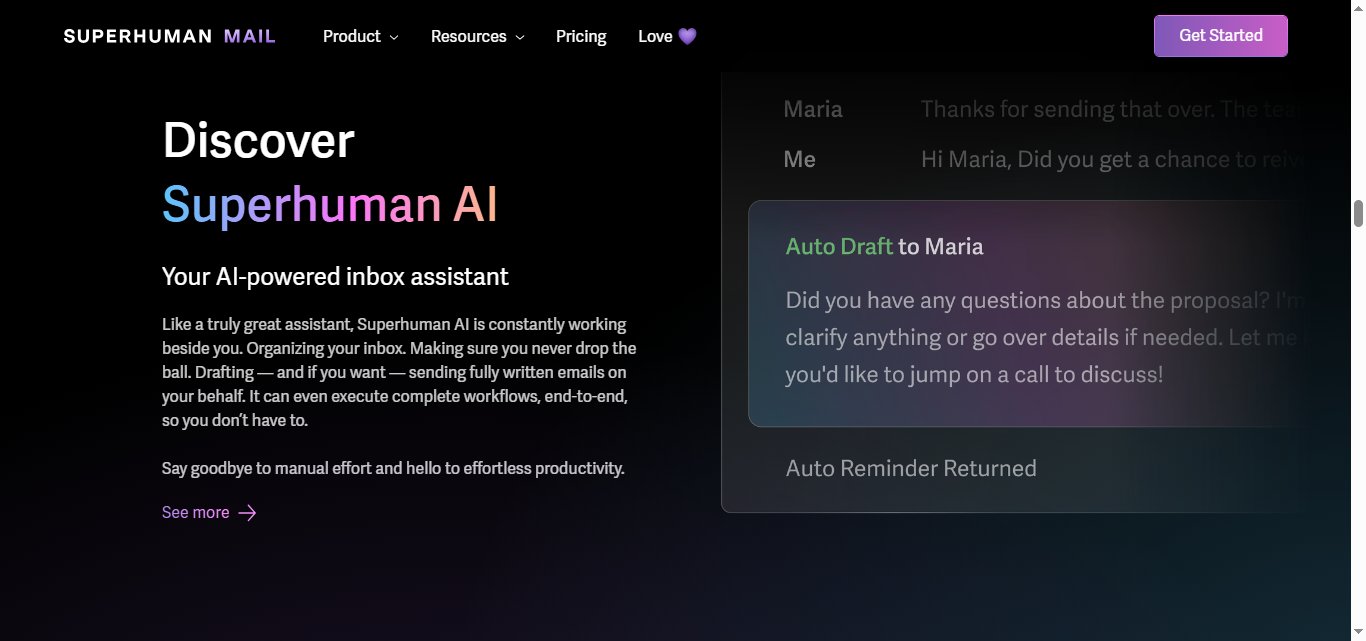 Superhuman AI inbox assistant with AI-powered features.