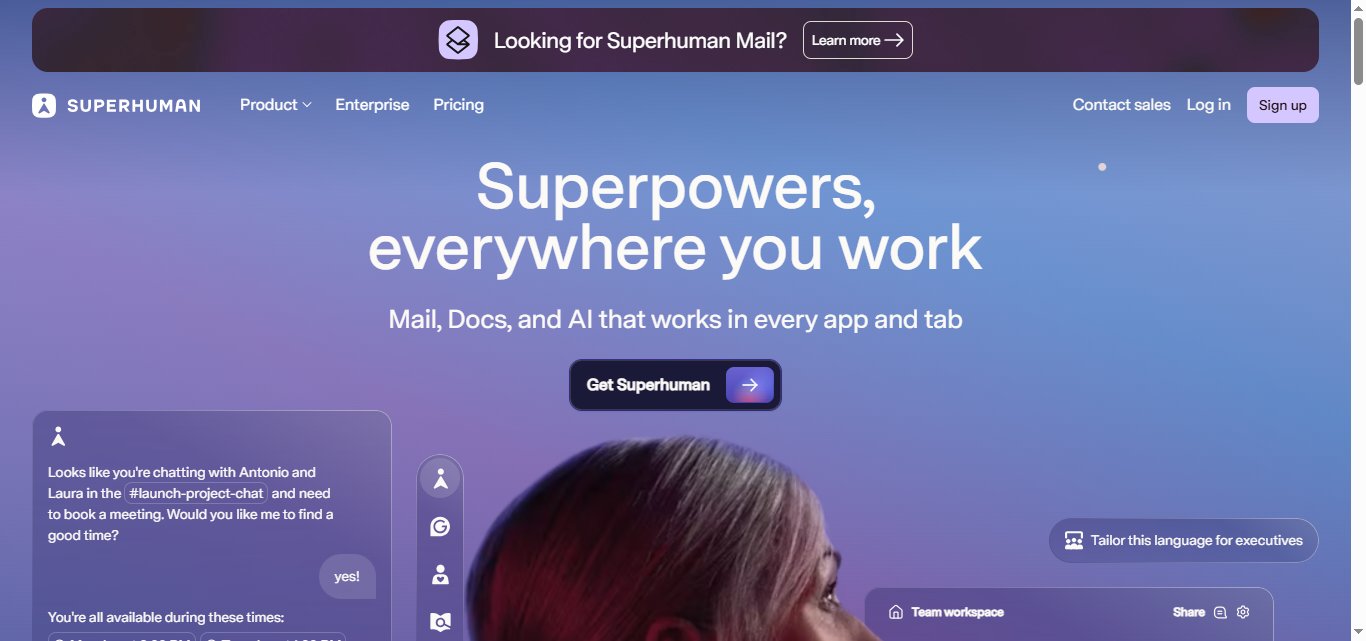 Superhuman mail website landing page