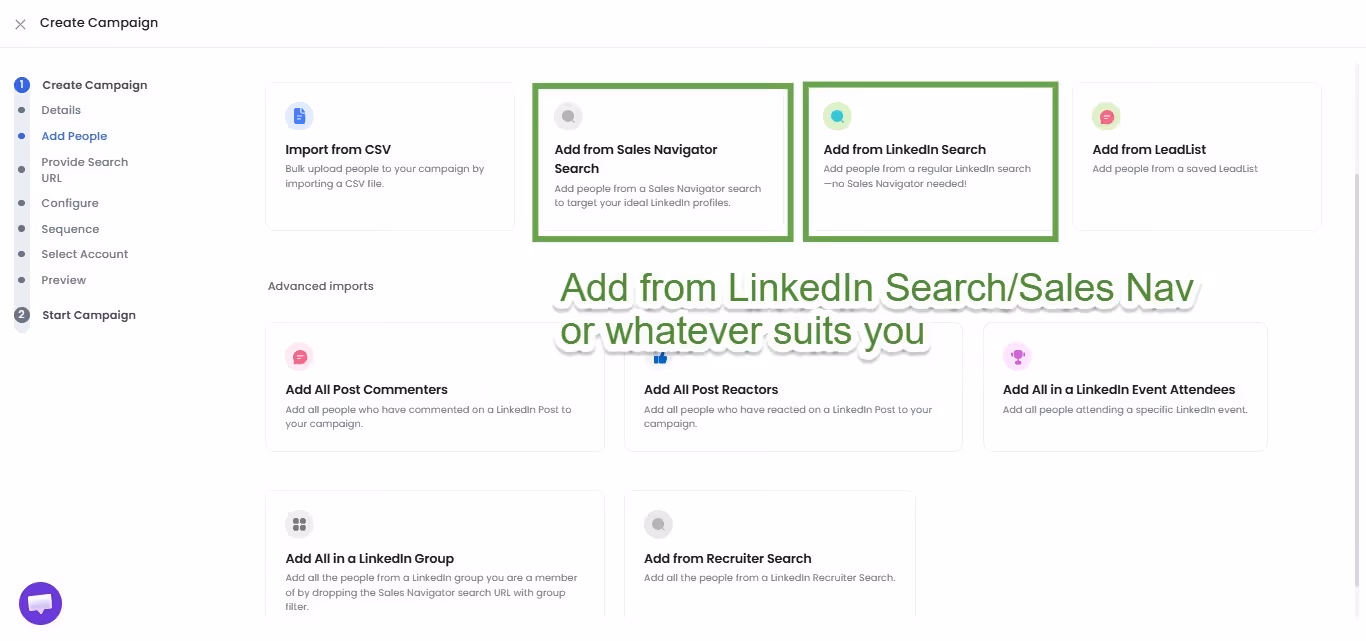 add prospects from whatever suits you