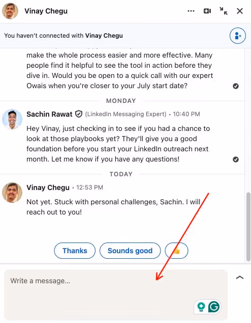 Regular LinkedIn message