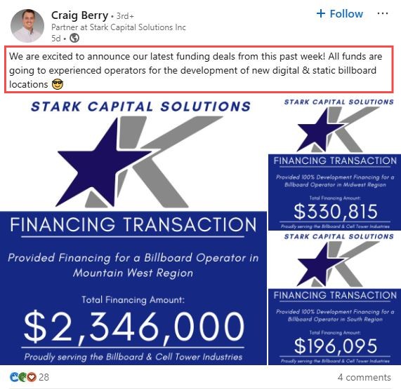 Stark Capital Solutions funding deals